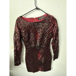 Akira Chicago Black Label Women’s Burgundy Sequin Embellished Bodycon Size Small